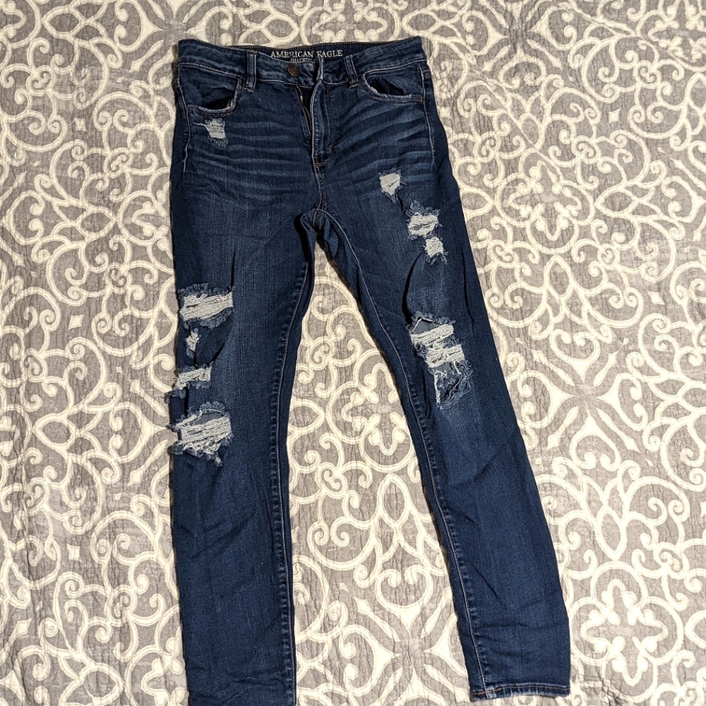 American Eagle Outfitters super stretch X distressed jeans Size 10
